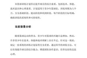 篮球初中生个人训练计划方案怎么写